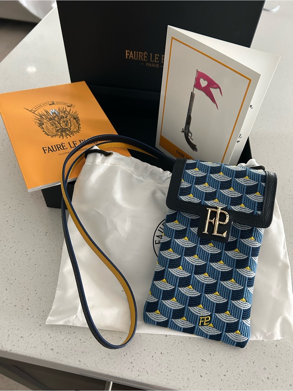 Faure Le Page Blue Patterned Phone Pouch